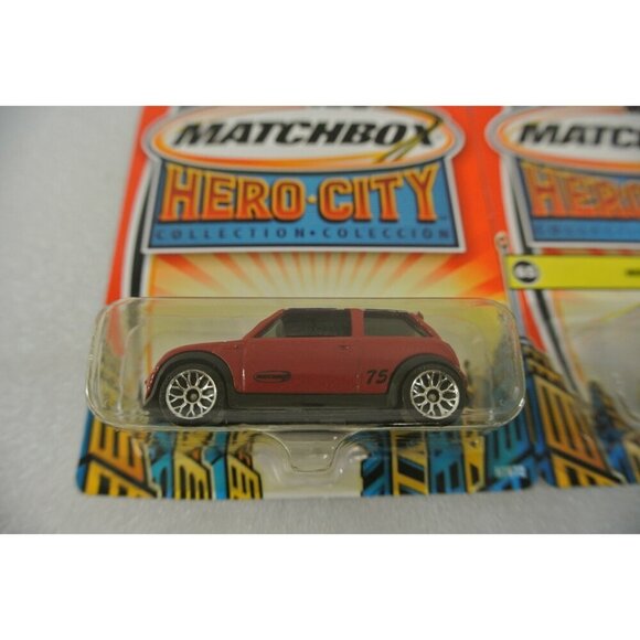 Matchbox Hero City Collection Mini Cooper S Yellow Red Diecast Car Lot of 2 MOC - Picture 2 of 6